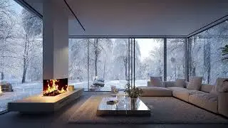 3 Hour Cozy Winter Snow Wind and Fireplace Fire Sounds for Stress Relief and Deep Night Sleep