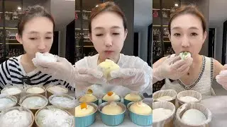 Eating Soft Mochi Cakes 🤍 | Creamy Mochi Dessert ASMR MUKBANG (No Talking)