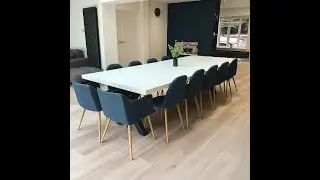 White Polished Concrete Table 10-12 Seater