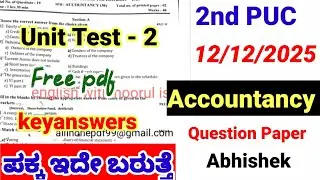 2nd puc accountancy unit test 2 question paper with answers 2025 important questions kseab 