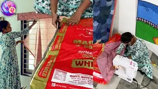 How to Fridge Cover making with Rice Bag/Curtains reuse ideas #cover