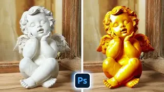 GOLD in PHOTOSHOP | WHITE Statue into GOLD | Photoshop Tutorial | Golden Statue Effect Photoshop
