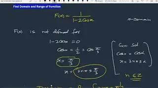 Find domain and range of F(x)=1/(1-2Cosx) | Relations and Functions Important Question | 1/1-2Cosx