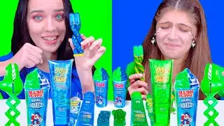 ASMR Green, Red, Pink, Blue Gummy CANDY MUKBANG 먹방 | Best Compilation