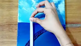 Painting a girl standing under light pole | Acrylic painting for beginners step by step
