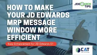 JDE Quick TIps - How to Make your JD Edwards EnterpriseOne MRP Message Window more Efficient