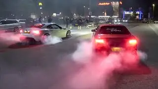 CRAZY CAR MEET - ANTI LAG, BURNOUTS, FUNNY MOMENTS! Skyline, Focus RS, i30N, M4, Silvia, R8 V10..