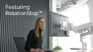 Explaining the RotationStop&trade; feature of the Rising&trade; monitor arms from Fellowes