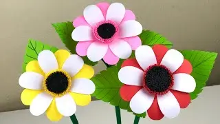 3 Beautiful Paper Flower Making | Home Decor | Lockdown Activity Fun | Paper Crafts For School | DIY