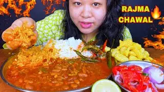 EATING RAJMA CHAWAL, TANGY CHILI, SALAD & PAPAD MUKBANG ASMR | VEG FOOD MUKBANG ASMR