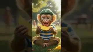 Baby Monkey Eating Sugarcane in Garden | Cute Baby Monkey Laughing 😍🍬