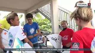 Les jeunes espoirs en d&eacute;monstration au Reef Tahiti Nui Surf School