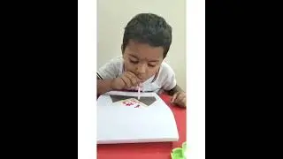Class: PP - I, Sub: English, Letter: Vv, Activity: Make a 🌋Volcano🌋 by blowing the red colour.