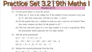 Practice Set 3.2 | L-3 Polynomials | 9th Maths part I Maharashtra board