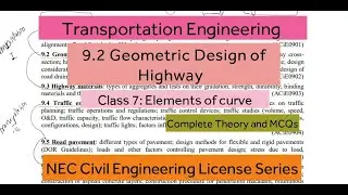 Transportation- Chapter 2 class 7||GEOMETRIC DESIGN OF HIGHWAY||NEC CIVIL ENGINEERING LICENSE SERIES