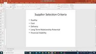 MMFD 5023 Supplier Selection Criteria
