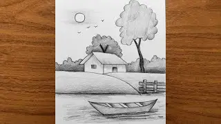 How to Draw Beautiful Landscape Scenery | Easy pencil Scenery Drawing for beginners