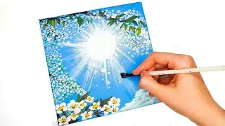 The Secret to Painting Sunlight | Easy Acrylic Spring Blossoms Tutorial ☀️