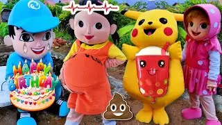 Drama Badut Lucu SquidGam Jagain Bayi Cocomelon Nangis Kejer Boboiboy Jual Es Krim, Pop Light, Balon