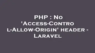 PHP : No 'Access-Control-Allow-Origin' header - Laravel