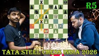 Арджун Эригайси (2777) против Аравинда Читамбарама (2585) || Tata Steel Chess Индия 2026 – R5