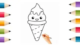 How To Draw cute Ice-cream Drawing, Painting & Coloring For Kids and Toddlers_ Child Art  🎭🎨🎭