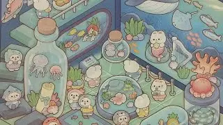 ASMR 3D MINIATURE SCENE STICKER : RABBIT AQUARIUM #diy #telado #sticker #scenesticker #asmr