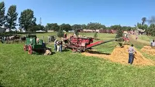 Thrashing grain and bailing straw with draft horses at rollag wmstr 2025