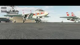 F-14A Tomcat VF-1 wolfpack cat shot on USS Roosevelt  (DCS:World 4k video)
