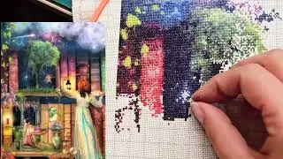 FLOSSTUBE #364 Stitch With Me | Treasure Hunt Bookshelf | HAED | cross stitch |십자수 |25 easy count|헤븐