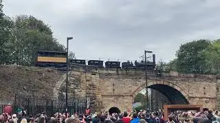 Locomotion replica approaching Skerne Bridge in Darlington (27/09/2025)