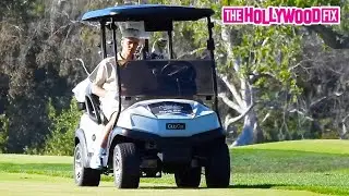 Justin Bieber Pees Behind A Tree While Out Playing Golf With A Friend At Hillcrest Country Club