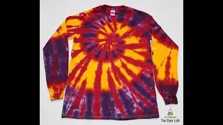 Yellow, Purple and Red Long Sleeve Spiral Tie Dye Shirt [Spooky Spiral #6]