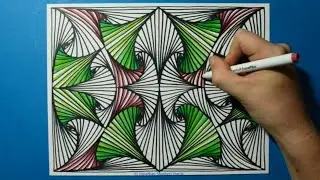 Colorful Drawing #1 / 3D Spiral Pattern / Relaxing Line Illusion / Color Art Therapy