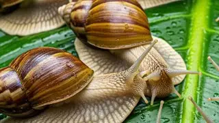 THERAPEUTIC SLOW MOTION: Snails Crawling in the Garden (Calming Close-Up Footage)