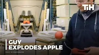 Guy Spins Apple Using Air Compressor Until It Explodes