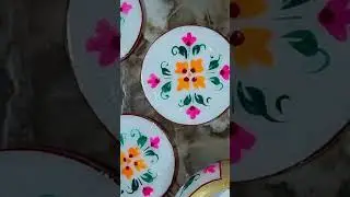 coasters#marble coasters#handpainted #acrylicpainting #art #white #orange #green #pink