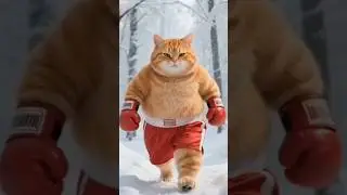 Cute Cat Boxer Trains in the Snow with His Mentor❄️ #cutecat #shortvideos #shortsviral #viralvideos