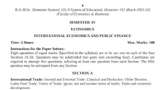 BA / BSc 4th Semester Economics Syllabus 2024 GNDU University | Ba 4th Semester Syllabus