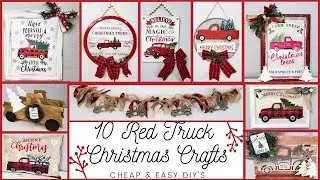 10 Red Truck Christmas Crafts | Cheap & Easy DIY's | Christmas DIY Crafts | Farmhouse Truck Crafts