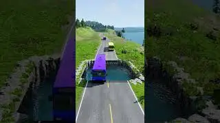 Bus vs huge water pit #74 | #carsvsrpothole #beamngpotholes #massivepotholes #deepwaterbeamngdrive