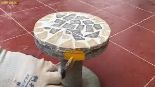 Сделайте цементный стул из выброшенных пластиковых ведер.