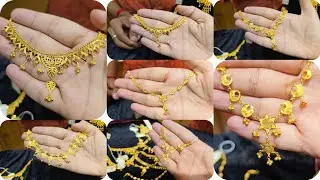 Latest gold simple necklace design//very lightweight unique design