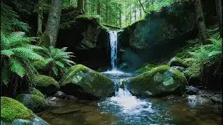 Deep Green Forest Stream & Waterfall | Stress Relief Nature Sounds (Live)