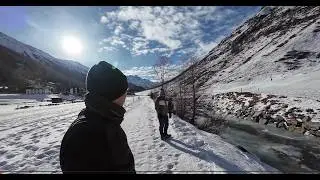 Schneewanderung nach Obergurgl durch den Zirbenwald (Zirbenweg) zum vereisten Rotmoos Wasserfall