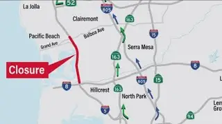 All lanes of northbound I-5 from I-8 to Mission Bay Drive to close starting Friday