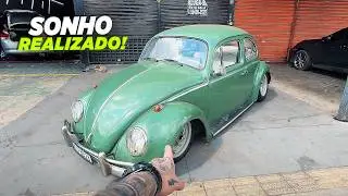 Coloquei as rodas taludas no meu fusca 1964
