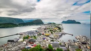 aksla at the city of alesund norway timelapse