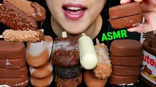 ASMR CHOCOLATE ICE CREAM DESSERT FEAST NUTELLA MUKBANG 초콜릿 아이스크림 누텔라 디저트 먹방 Es krim EATING SOUNDS.