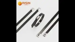 Black Plastic PVC Coated Metal Strap Ties Stainless Steel Locking Ties Security Cable Management